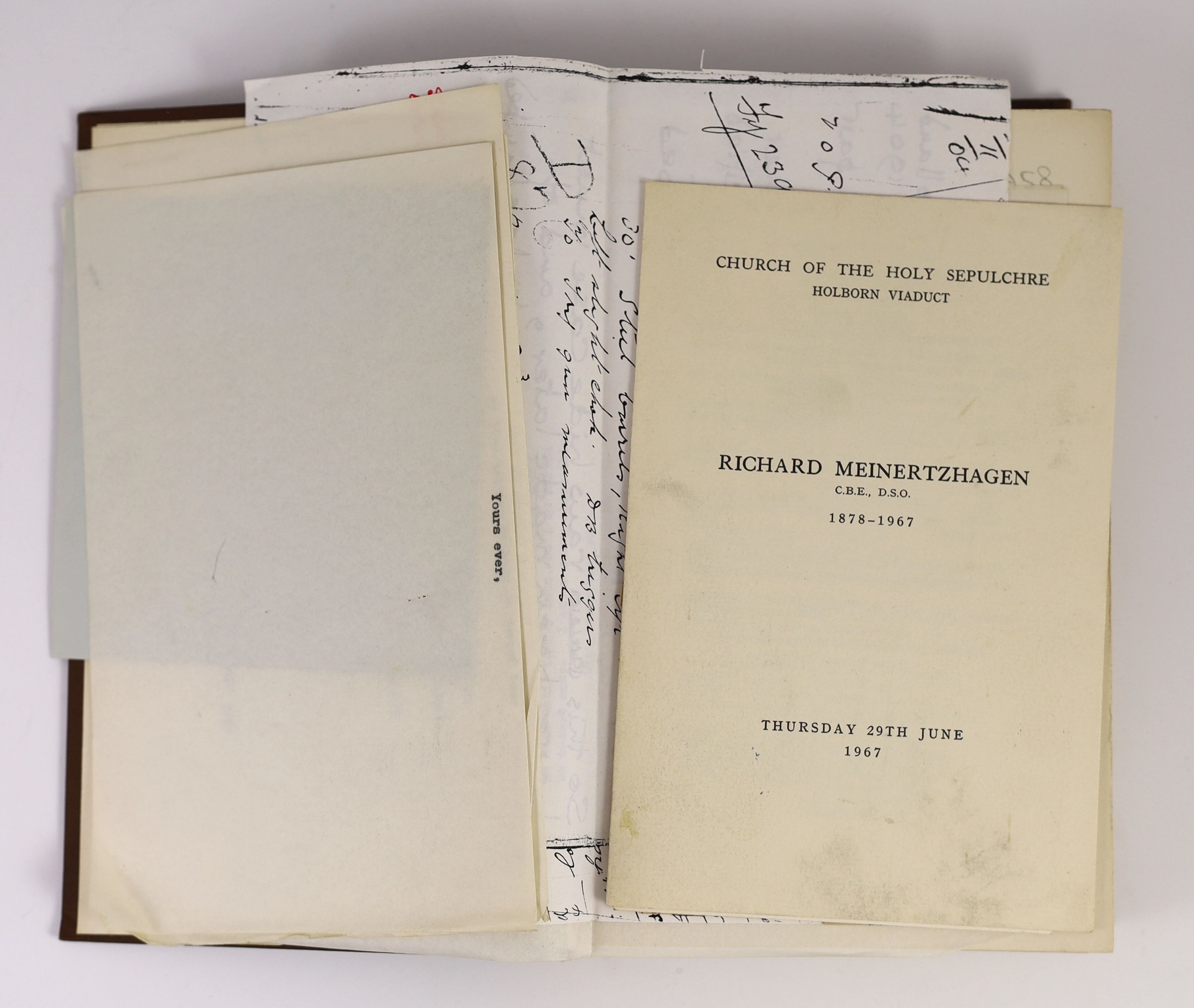 Meinertzhagen, Colonel Richard. Kenya Diary 1902 – 1906. Edinburgh & London, 1957. Original cloth binding rubbed and slightly bent out of shape. * With Meinertzhagen’s bookplate inside the front cover, Michael Lyell’s pe